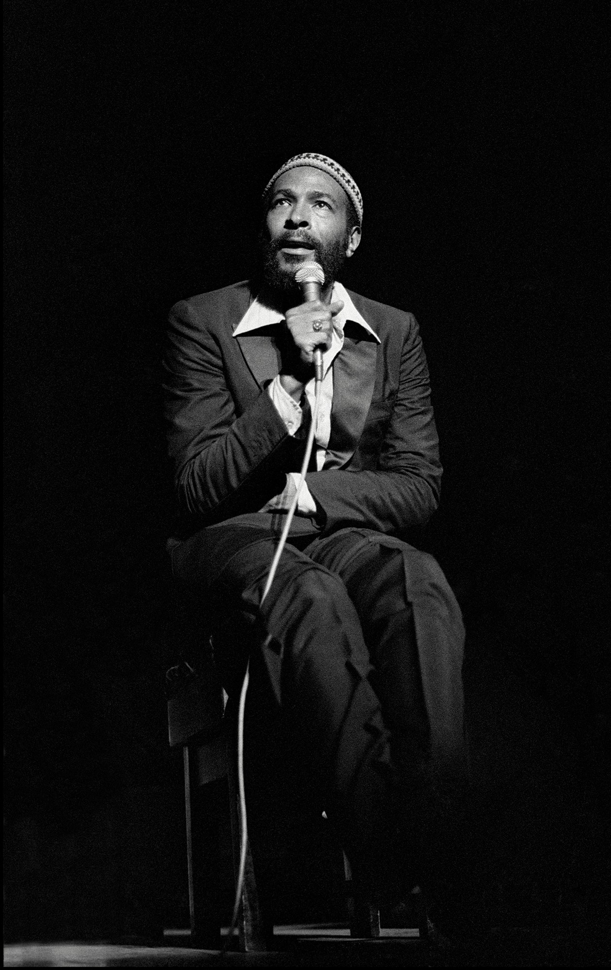 Marvin Gaye at Royal Albert Hall, London, 1979. Photo by David Corio/Redferns.